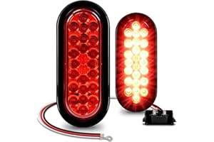 ONLINE LED STORE TRUE MODS 2pc 6" Red Oval LED Trailer Tail Light Kit [DOT FMVSS 108] [SAE STIP] [24 LED] [Grommet & Plug Included] [IP67 Waterproof] [Stop Turn Tail] Trailer Brake Lights for Boat Trailer RV Trucks