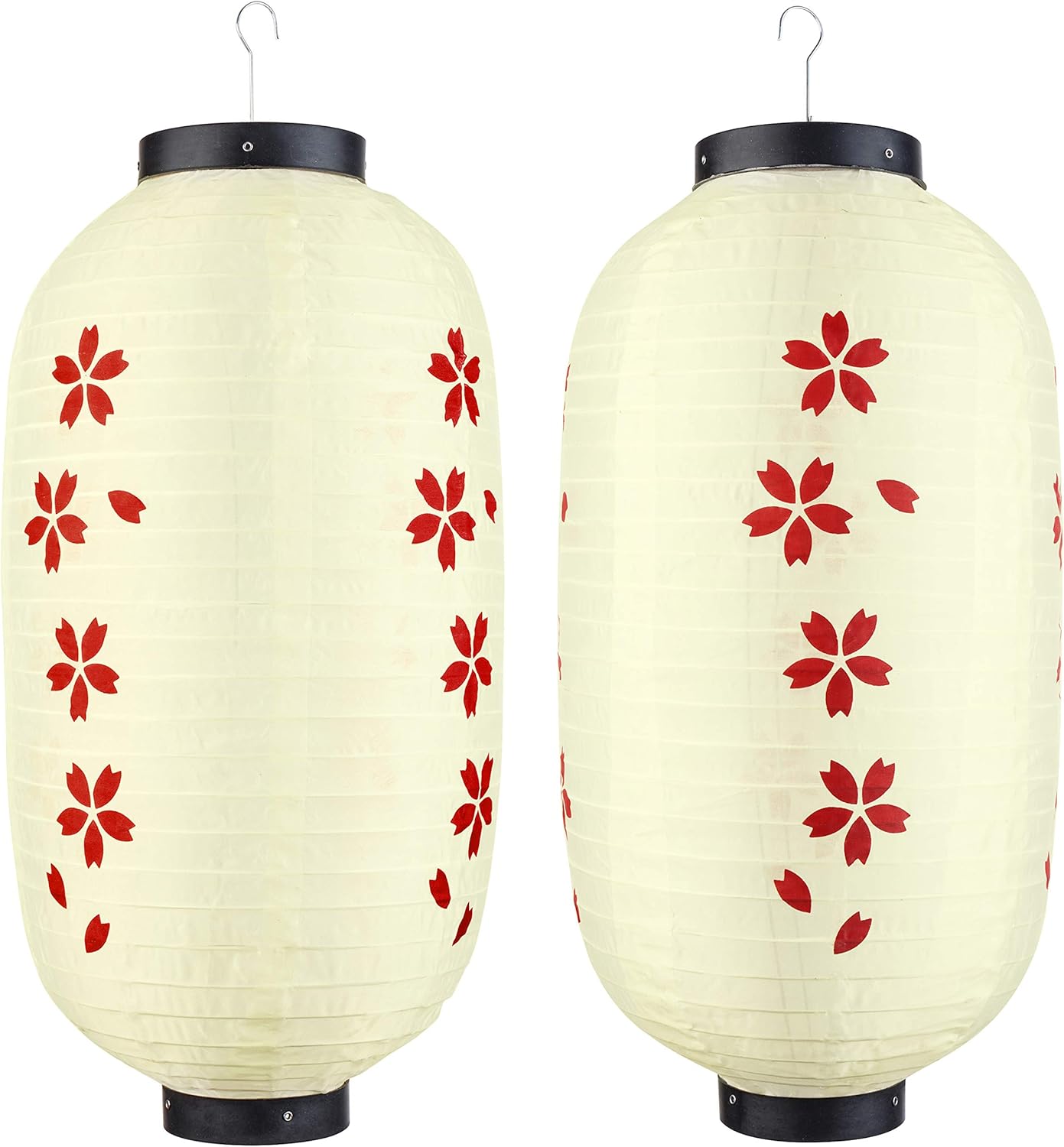 MyGift Red Sakura Cherry Flowers Chinese/Japanese Paper Lanterns, Set of 2