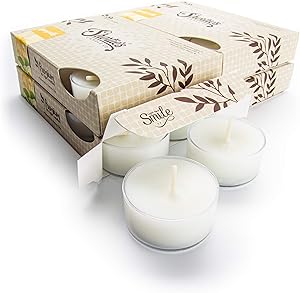 Pure Honeysuckle Tealight Candles Bulk Pack (24 White Highly Scented Tea Lights) - Made with Essential & Natural Oils - Clear Cup for Beautiful Candlelight - Flower & Floral Collection