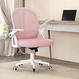 nasPaluro Pink Ergonomic Office Chair Mesh Back Flip Armrests Lumbar Support view 2