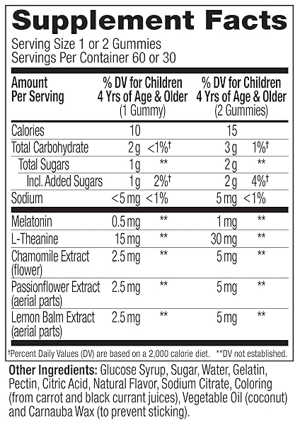 OLLY KIDS SLEEP GUMMY, 0.5MG MELATONIN, L THEANINE, CHAMOMILE, AND LEMON BALM, CHILDRENS CHEWABLE SUPPLEMENT, OCCASIONAL SLEEP SUPPORT, RASPBERRY – 60 COUNT