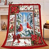 Christmas Cardinal Blanket Gifts for Girls Boys Red Bird Throw Blankets Soft Warm Fuzzy Cozy Fleece Flannel Plush Stuff for Kids Men Women Bed Couch Decor 50"x40"