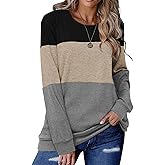 Halife Women's Long Sleeve Color Block Tunic Tops Crewneck Pullover Sweatshirts Fall Shirts Blouses