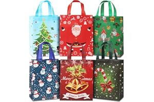 YANGTE 24 Pack Small Christmas Gift Bags, Bulk Holiday Gift Bags Medium Size Perfect as Christmas Bags, Goody Bags, Reusable Tote Bags for Kids Xmas Classrooms and Party Favors,10.2"*3.9"*8.2