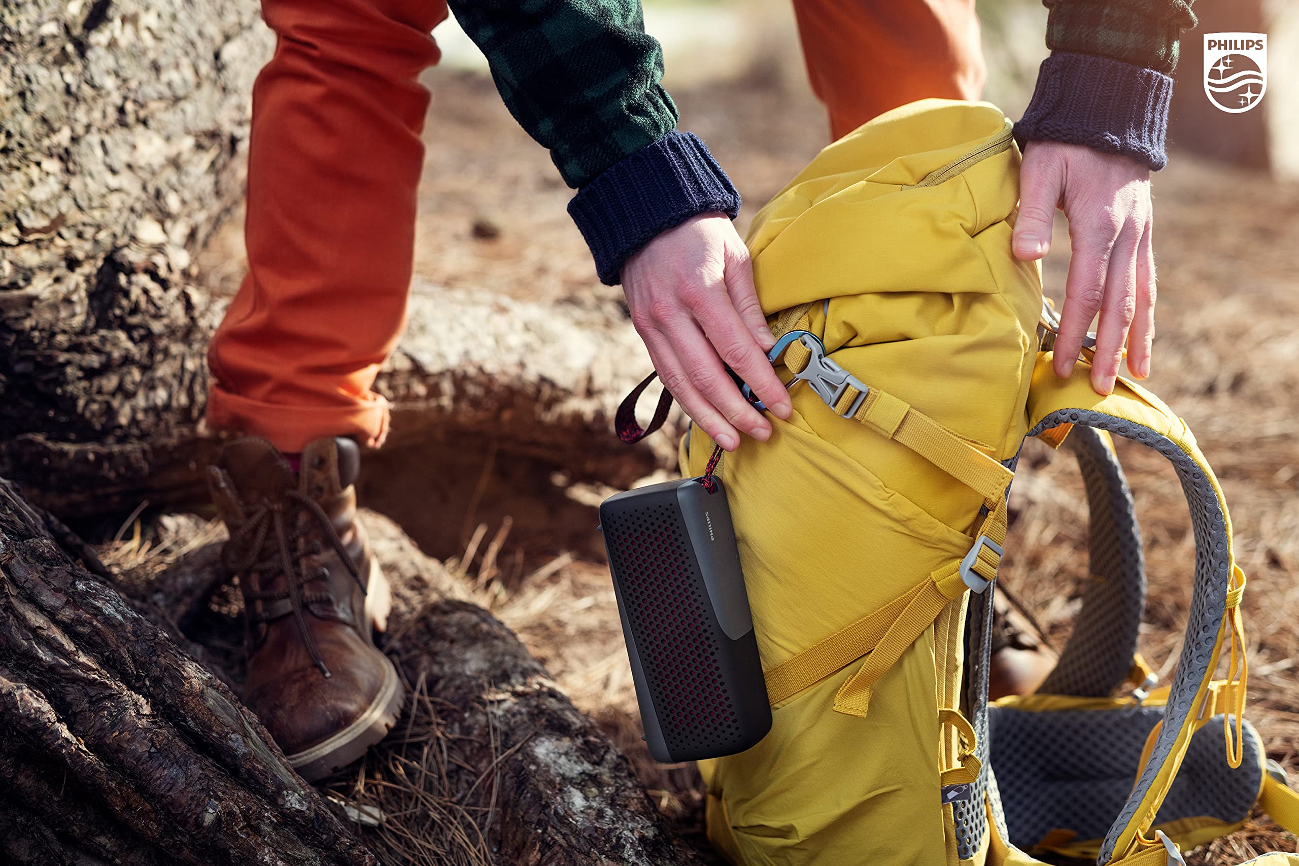 PHILIPS S4807 Outdoors Wireless Bluetooth Speaker with Stereo Pairing and Bluetooth Multipoint Connection, IP67 Waterproof, Gray