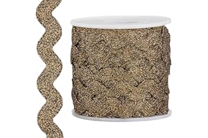 GORGECRAFT 16.5 Yards Metallic Gold Rick Rack 0.6 Inch RIC Rac Trim Glitter Zig Zag Christmas Braided Woven Trim Wave Bending