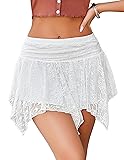 Avidlove White Mini Skirts for Women Flowy Lace