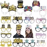 DPKOW New Years Eve Party Supplies 2026 Accessories New Year Party Paper Glasses Headbands Happy New Year Decorations 2026 New Year's Eve Party Favor Supplies 2026, 24pcs New Year Eyeglasses Headbands