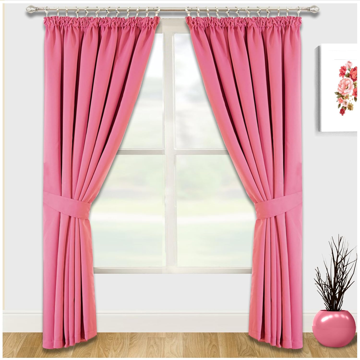 Pencil Pleat Window Blinds Thermal Insulated Blackout Curtains
