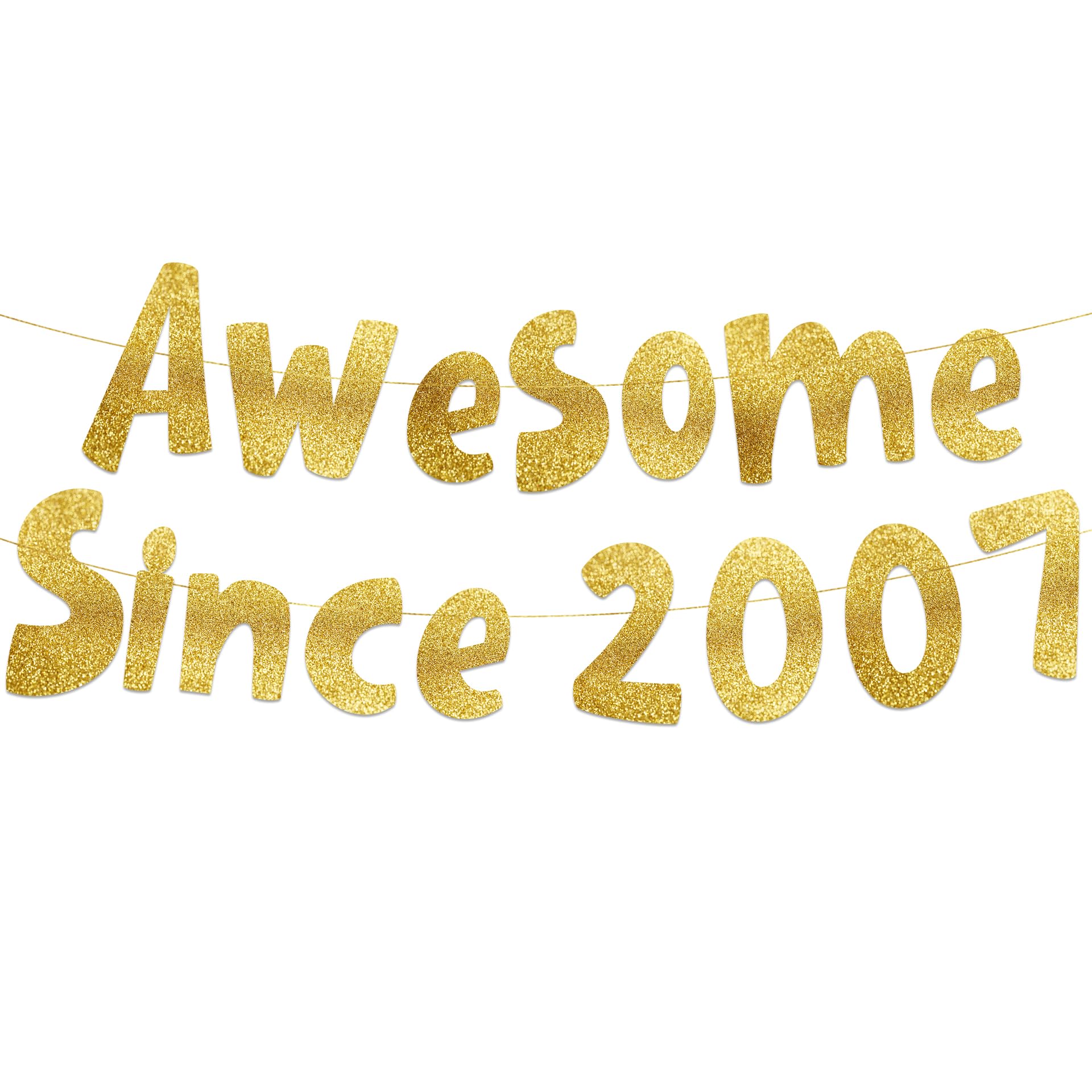 Photo 1 of Awesome Since 2007 Gold Glitter Banner - 18th Birthday and Anniversary Party Decorations