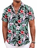 COOFANDY Mens Hawaiian Shirts Floral Button Down