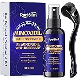 5% Minoxidil Hair Grouth Kit for Men and Women with 0.25 mm Skin Roller – Hair Regrowth Spray & Beard Growth Kit – Targets Thinning Hairlines, Crowns & Patchy Beards – Non-Greasy, Fast-Drying 60ML