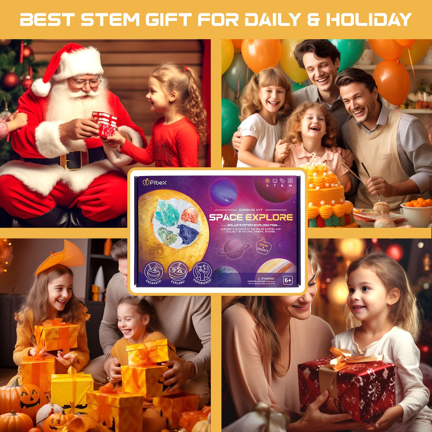 Gemstone Dig Kit, Dig up 30 Rocks & Minerals from 6 Solar System Planets, Archaeology Geology Science Experiment Activity Set, Space Explore Mining Toy for Kids, Gift for Boys & Girls Age 6-8-12