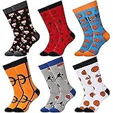 Coume 6 Pairs Funny Basketball Socks for Men Novelty Casual Basketball Outdoor Sports Crew Socks Gift for Players Fans Coaches Team Favors Spring Stocking Stuffers