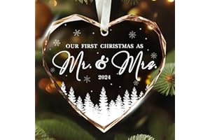 SUCHAGIFT Wedding Gifts - Mr and Mrs Gifts - Wedding Gifts for Couples 2024, Wedding Gifts for Bride, Wedding Gifts for Couple - Future Mr and Mrs Gifts, Bridal Shower Gifts - Glass 1st Married Ornament 2024