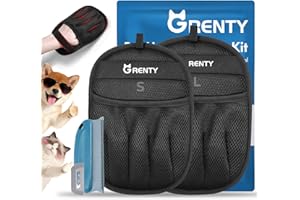 GRENTY Pet Hair Removal Glove for Dogs & Cats (2 PCS), Upgraded Five-Finger Electrostatic Magic Brush Pet Hair Remover, Pet Hair Removal Tools for Clothing, Carpet, Sofa Gaps, Car Seat