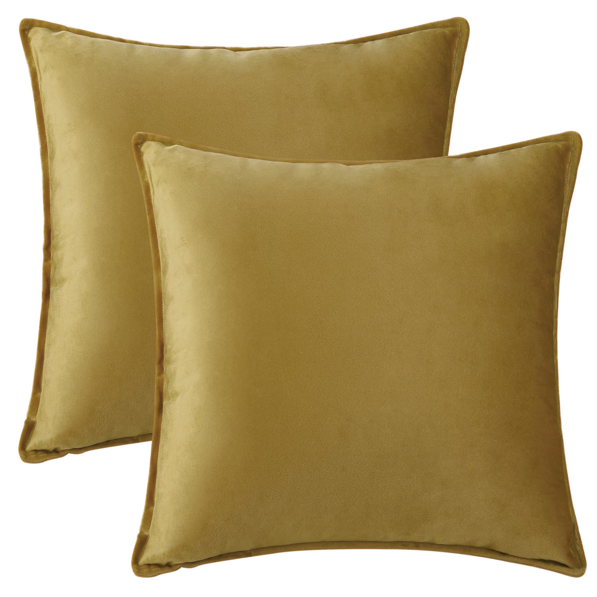 Uxcell Pack of 2 Decorative Velvet Cushion Covers Home Decor Solid Pillow Cover for Couch Sofa Living Room Yellow 50 x 50 CM