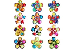 DUBANJOWE 12 Pcs Fidget Spinners Pop Toys for Party Favors, Sensory Fidget Toys Bulk for Classroom Prizes, Easter Christmas Valentine Gifts for Kids Easter Basket Stuffers