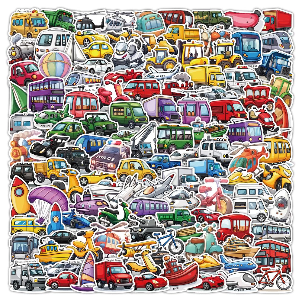 200 Pcs Car Stickers Bulk.Truck Stickers for Kids Classroom Boys Girls School,Construction Pack Sticker for Book Water Bottles Phone Case Laptop