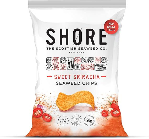 SHORE The Scottish Seaweed Company Sweet Sriracha Seaweed Chips