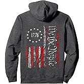 Print On Back American Flag Patriotic 1776 We The People USA Pullover Hoodie