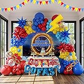 Red Blue Yellow Hedgehog Birthday Party Decorations with Letter Lightning foil balloons Banner backdrop for small balloon arches video game Cartoon Movies Super hero themed birthday party decor