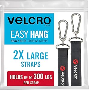 VELCRO Brand VEL-30688-USA Easy Hang Heavy Duty Storage Straps for Garage Organization, Garden Tools, Shed Accessories Bikes, Large-2Pk, Black