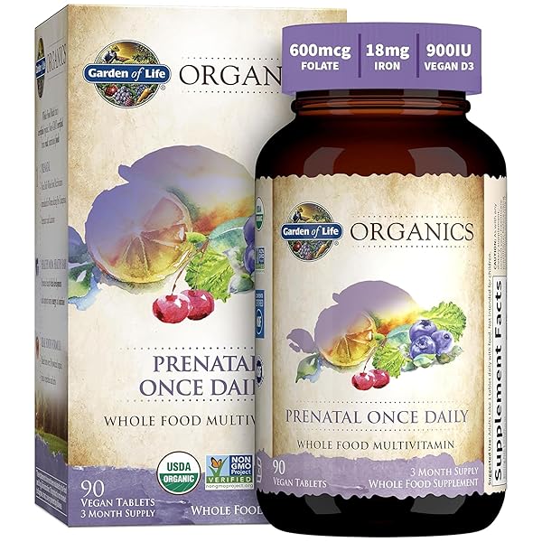 GARDEN OF LIFE ORGANICS PRENATAL VITAMIN: FOLATE FOR ENERGY & HEALTHY FETAL DEVELOPMENT, NON-CONSTIPATING IRON, VITAMIN C, B6, B12, D3 – ORGANIC, NON-GMO, GLUTEN-FREE, VEGAN, 90 DAY SUPPLY