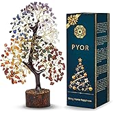 PYOR Chakra Tree, Crystals and Healing Stones, Gifts for Women, Crystal Tree, Home Office Decor, Crystals, House Warming Gifts New Home, Chakra Decor, 300 Chakra Gemstones - 10-12" Money Trees