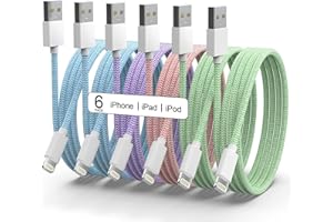 NYOEZU 6Pack [MFi Certified] for iPhone Charger 3/3/6/6/6/9 FT Long Lightning Cable Fast USB Charging High Speed Data Cord Compatible iPhone 14 13 12 11 Pro Max XR XS X 8 7 6 Plus SE - Pastel Cute Colors