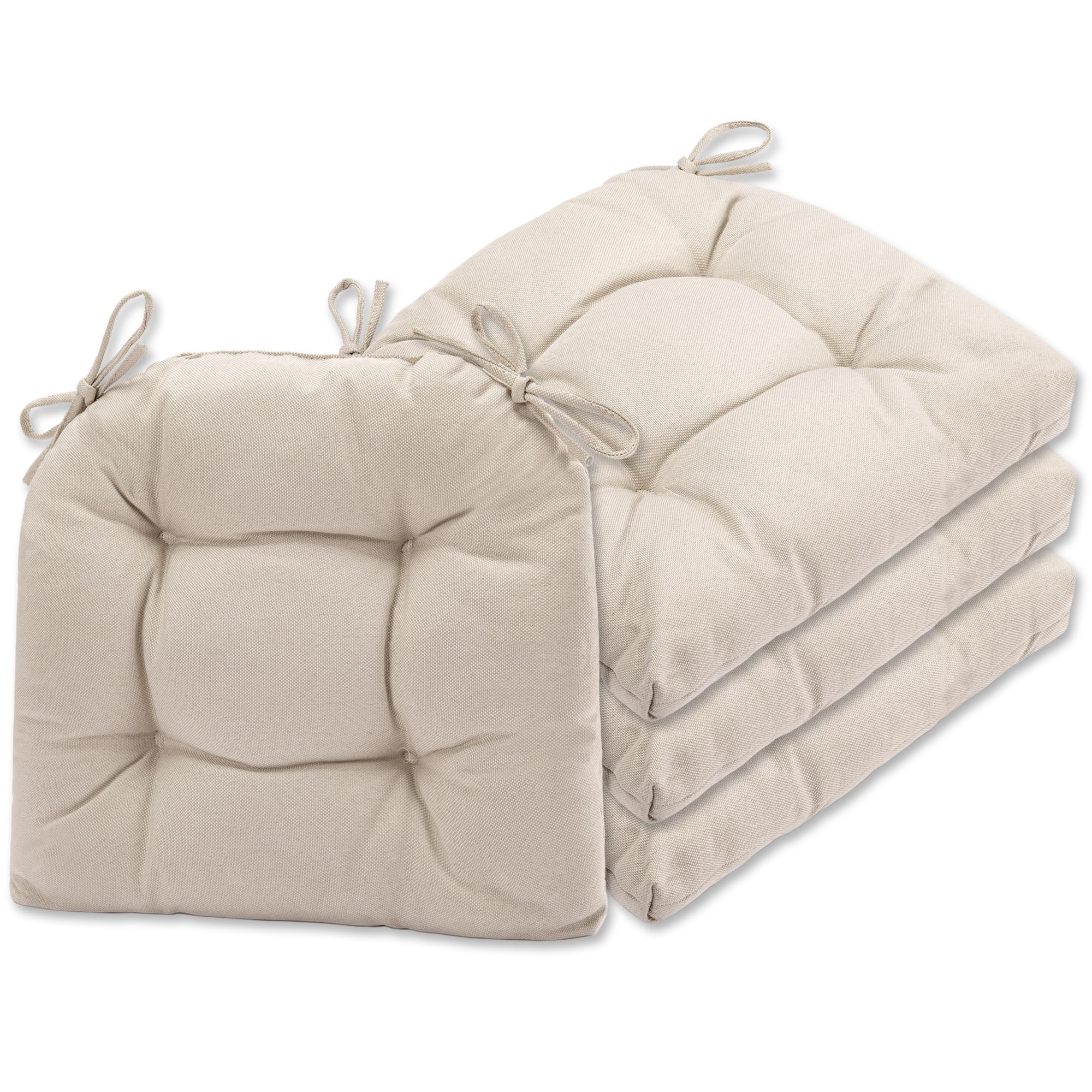 Photo 1 of SQUARE MOON Chair Cushions for Dining Chairs, 3 Inch Thick Comfortable Kitchen Chair Pads, Dining Room Seat Cushions with Ties, Machine Washable, 17" x 16" x 3", 4/Pack, Beige