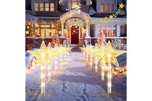8 Pack Christmas Decorations Outdoor, RECHOO Twinkling Big Star Solar Christmas Lights with 32 Bright LED and 10 Lighting Modes, Warm White Waterproof Outdoor Christmas Decorations for Pathway Yard