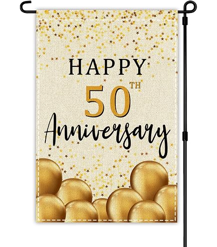 Gartenflagge Happy 50th Anniversary – Doppelseitige Jubiläums-Flagge 30,5x45,7 Cm Für Garten & Terrasse