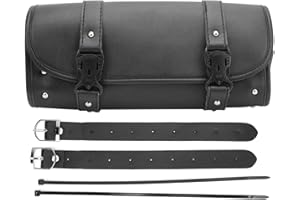 KIMISS Motorcycle Tool Bag, Universal PU Leather Storage Organizer for Front/Rear, Saddlebag with Multiple Pockets, Handlebar