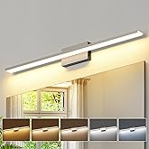 JUSHENG Brushed Nickel Vanity Lights 5CCT Dimmable Vanity Light Bar LED Bathroom Light Fixtures 39.37'' Inch 36W