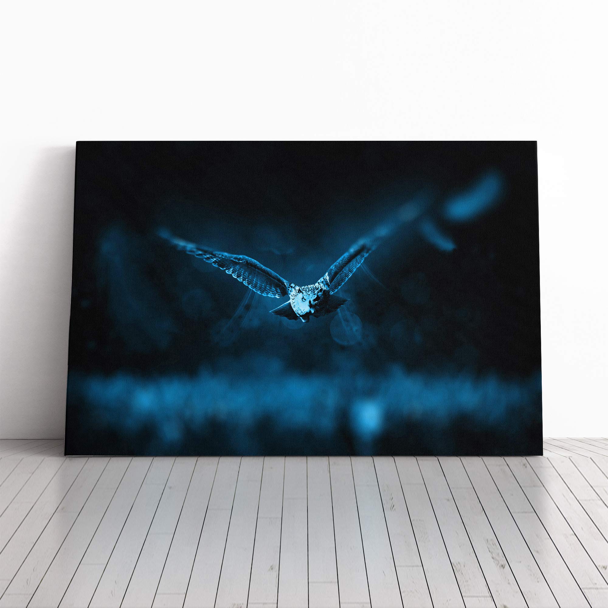 Owl Bird (3) Canvas Print | Gallery Wrapped 30mm Frame Wall Art | 20x14 inches | Ready to Hang | Modern Animals Picture | Living Room Bedroom Lounge Office