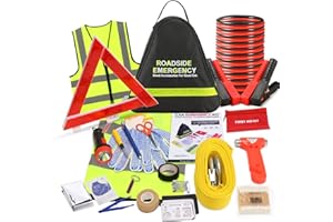 SAILNOVO Car Emergency Kit with Jumper Cables, Roadside Safety Emergency Car Kit for Vehicle Truck Motorcycle - Gifts for Men Women Teenagers, Easy Storage(Black)