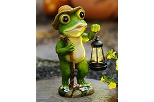 twinbling Solar Frog Garden Decor with Lantern Outdoor Statue for Patio Pathway Frog Figurine for Yard Decoration Lawn Ornament Gardening Gifts for Women Mom Grandma