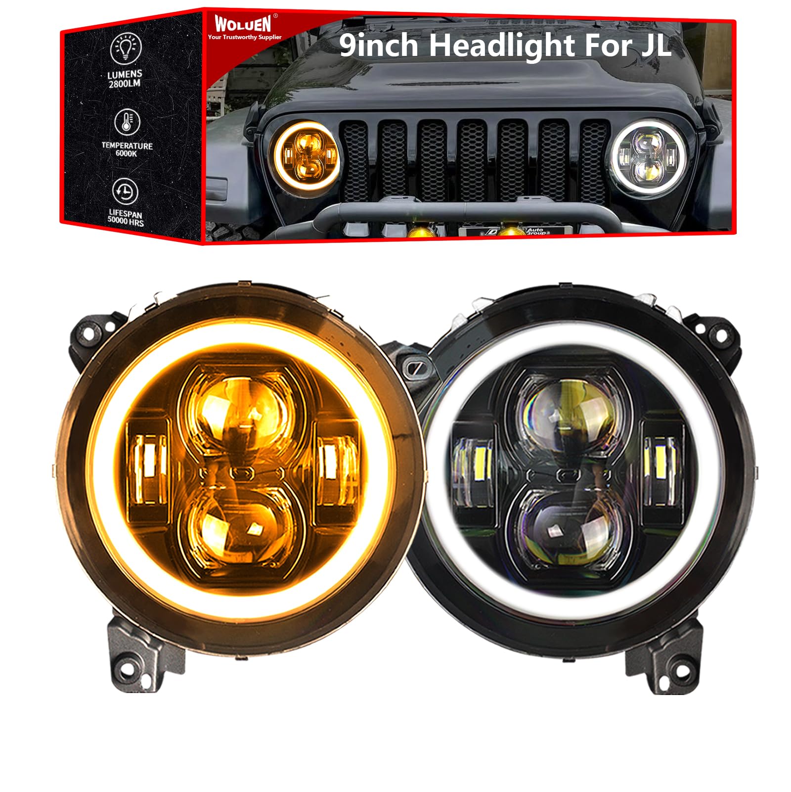Photo 1 of For Je ep JL LED Headlights - Upgraded "Z-shaped" Anti-glare Sharp Cut-off Line Beam Pattern 9 inch Headlights with Integrated DRL Turn Signal for Jeep JL 2018 2019 2020 2021 2022 2023+ Gladiator JTlpnpmez0665203
