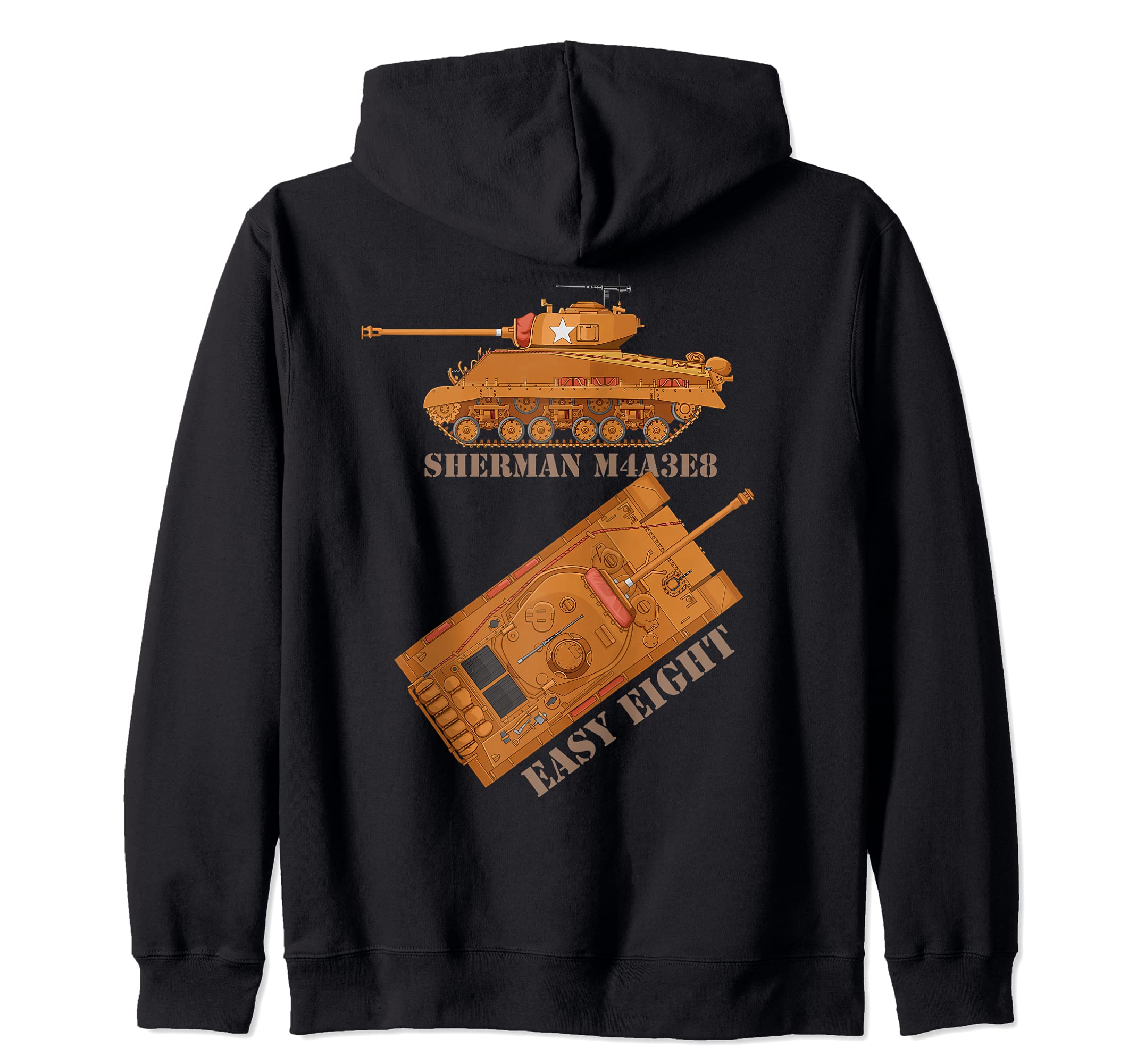 Sherman M4A3E8 Easy Eight American WW2 Tanks Diagram Zip Hoodie