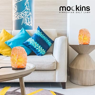 Buy Mockins 2 Pack Natural Hand Carved Himalayan Salt Lamp With Beautiful Wood Base Includes Light Bulb And On And Off Switch Great Room Decor And Night Light 6 8 Tall