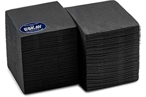 Black Linen-Feel Paper Cocktails Napkins, For Beverage, Desserts, Parties, and Drinks, Disposable and Fully Biodegradable Air
