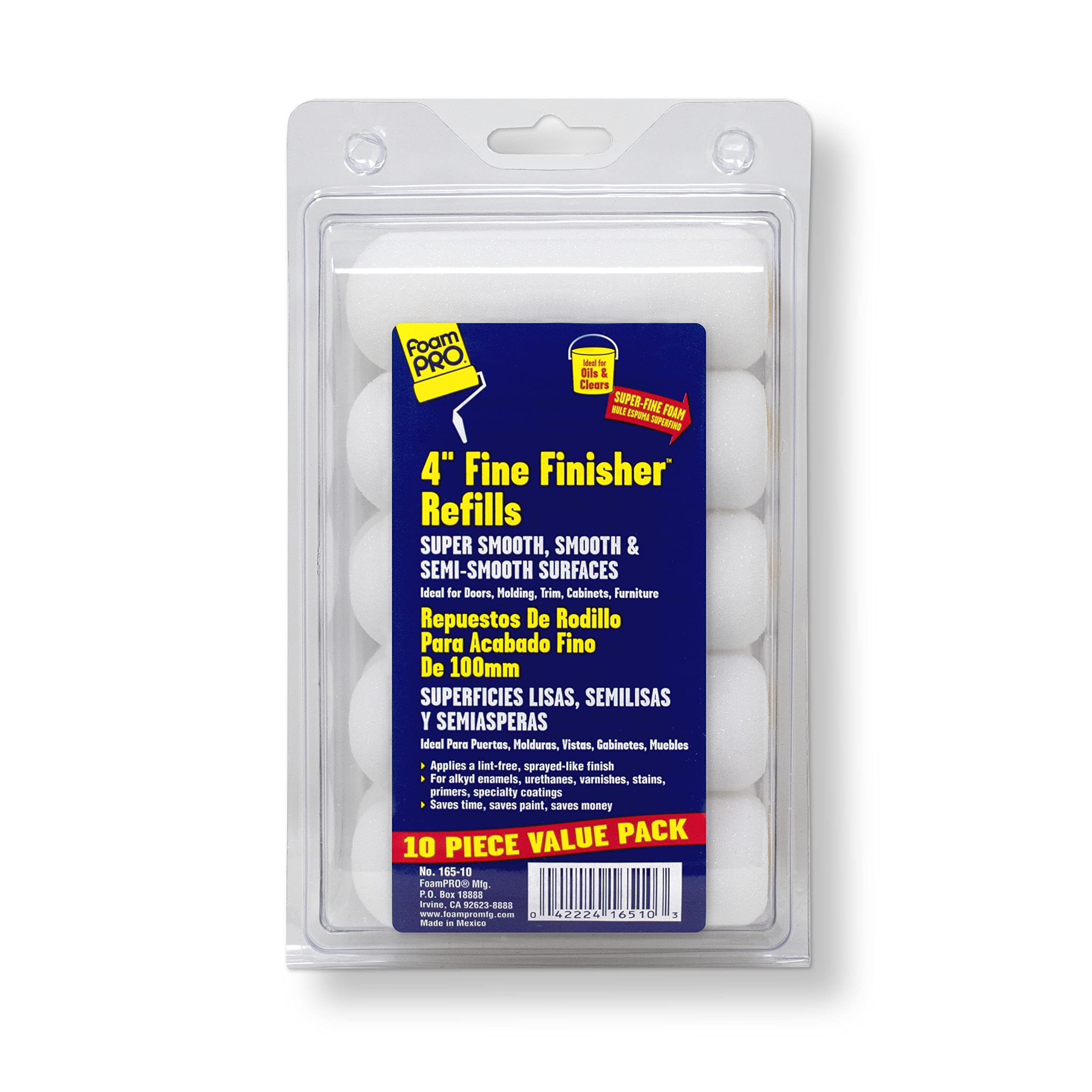 Foampro 163-P 165-10 Fine Finisher 4" Foam Roller Refills Pk/10, Pack of 10