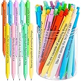 Crtiin 50 Pcs Gel Ink Pens Motivational Pen for Coworkers Inspirational Pens Bulk Smooth Writing Affirmation Pen for Students Thank You Gifts for Staff Volunteer(Stylish Color,Mental Health Reminders)