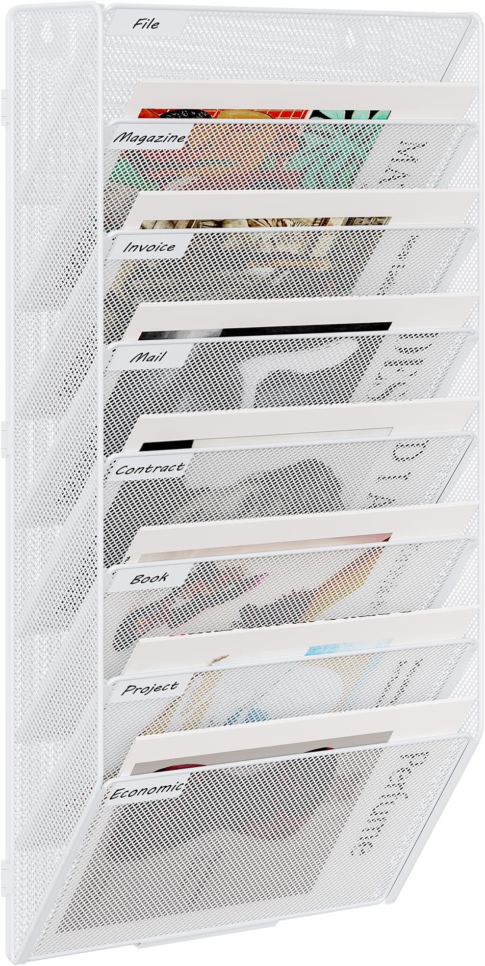 EasyPAG 8 Tier A4 Mesh In Tray Wall Pocket File Holder White