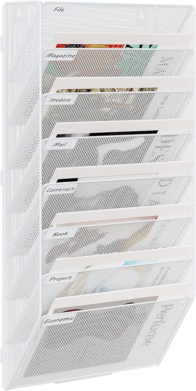 EasyPAG 8 Tier A4 Mesh In Tray Wall Pocket File Holder White