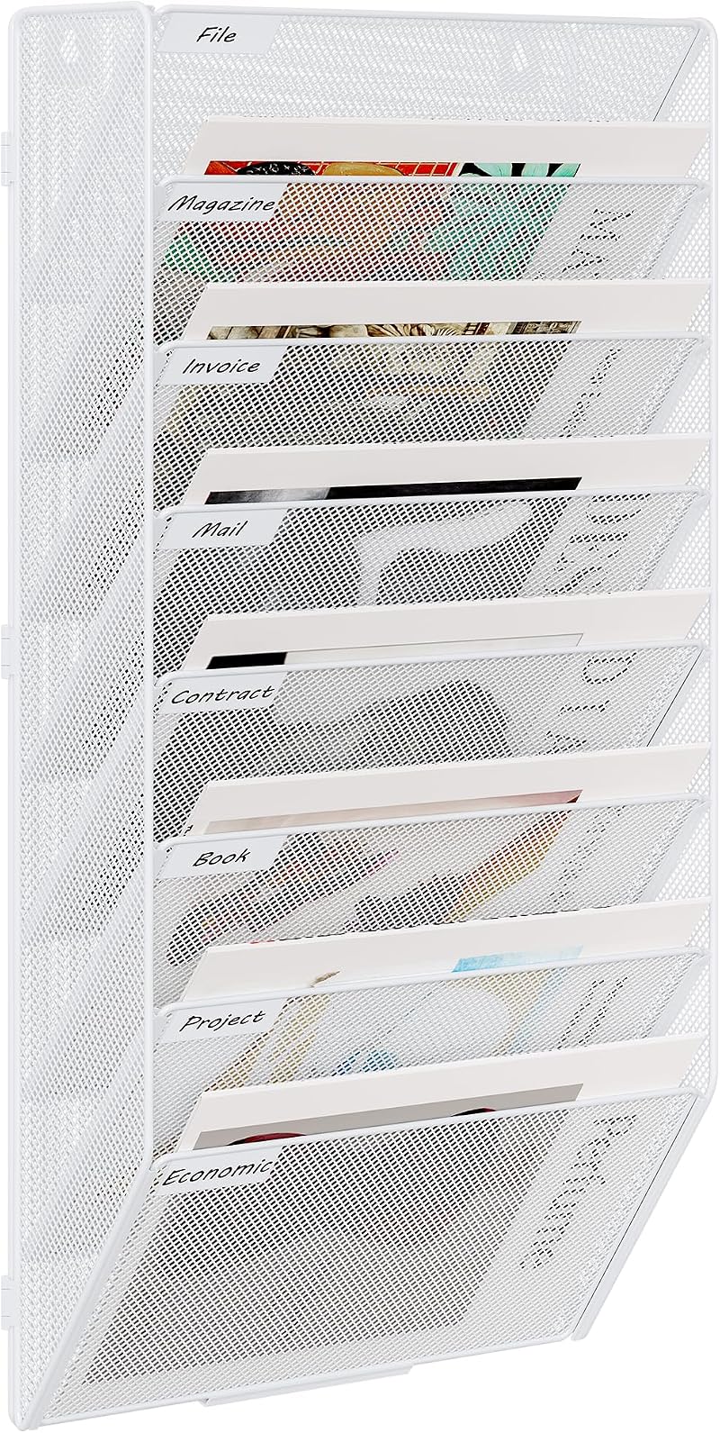 EasyPAG 8 Tier A4 Mesh In Tray Wall Pocket File Holder White