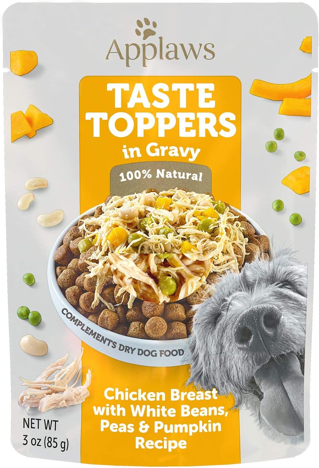 Applaws Taste Toppers Chicken, Peas, Pumpkin & White Bean in Gravy Wet Dog Food, 3 oz.
