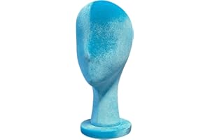 DE-LIANG Mannequin Head for Wigs, Luxury Blue Velvet Wig Stand with Head – 35cm Sewing Mannequin Head for Hats, Jewelry, Scarf and Sunglasses, Earring Display