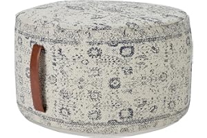 Nicole Curtis Poufs Pillow, 20" x 20" x 12", Ivory Navy